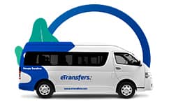 White passenger van designated for Cancun Airport Transportation Private Service
