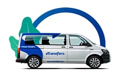 White passenger van designated for Cancun Airport Transportation Taxi
